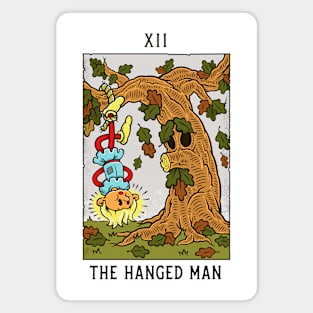 Hanged Man - Mystical Medleys - Vintage Cartoon Tarot (White) Magnet